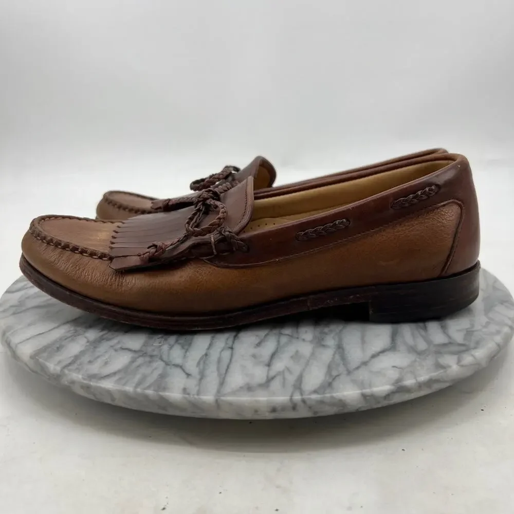 Allen Edmonds Mens 9 Loafers Brown Leather Nottingham Flap Slip On Shoes